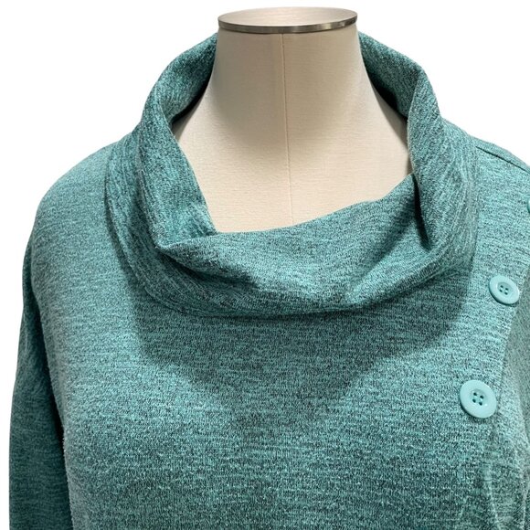 Notations Asymmetrical Button Cowl Neck Top XL Cozy Casual Fall Stylish Cabin - Picture 5 of 8